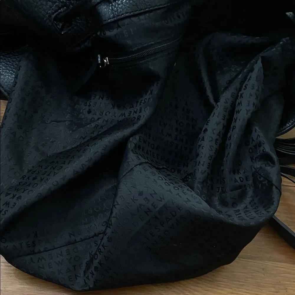 Kate Spade Cooper Grey Street Black Leather Bucket Tote Bag Crossbody WKRU3057
